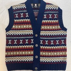VTG Norwegian 100% Wool sweater vest fjord fashion Norway